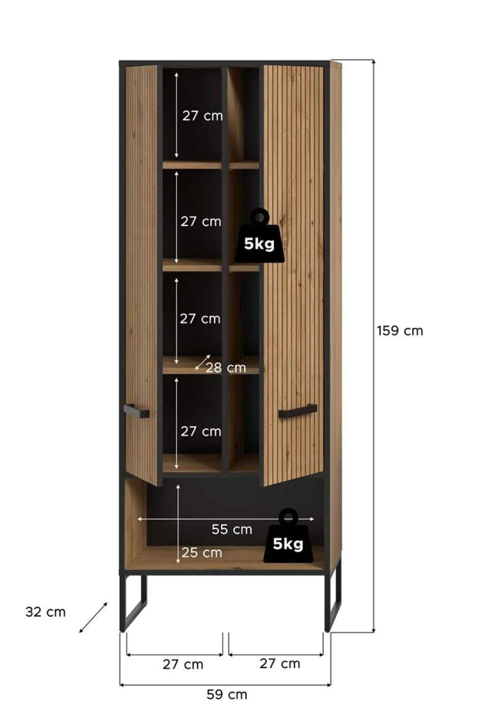 Hochschrank breit Bagno | Artisan Oak