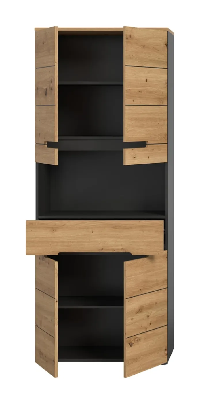 Hochschrank breit Canu | Artisan Eiche / Basalt grau