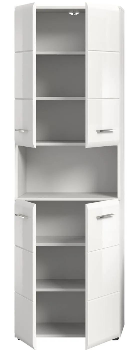 Hochschrank breit Ice | weiß / weiß Hochglanz