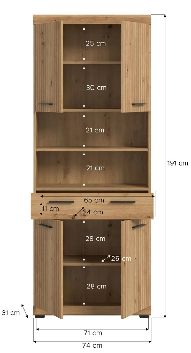 Hochschrank breit Scout | mit Schubkasten | Artisan Eiche