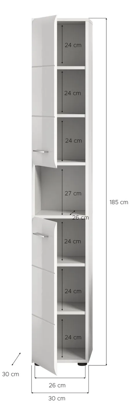 Hochschrank Ice | weiß / weiß Hochglanz