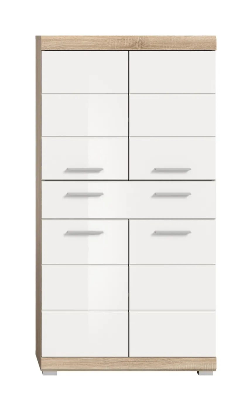 Hochschrank klein Lambada | weiß Hochglanz / Sonoma Eiche