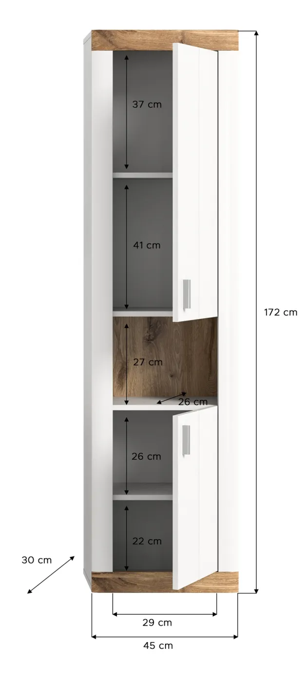 Hochschrank Laredo | weiß / Nox Oak