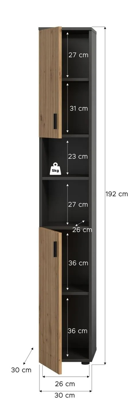 Hochschrank Mone | Basalt grau / Artisan Oak