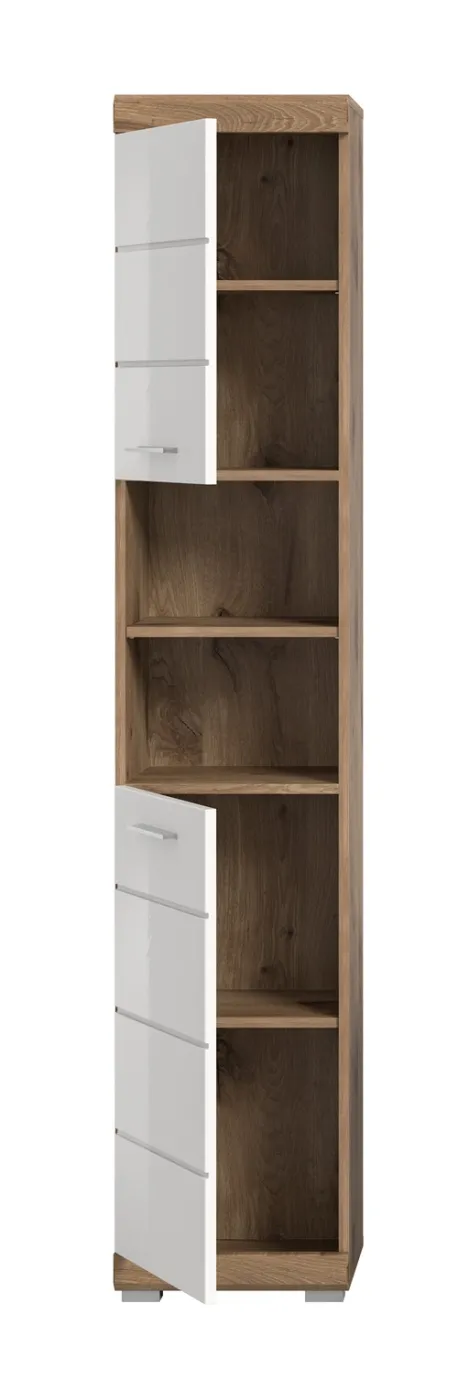 Hochschrank Wave | weiß Hochglanz / Nox Oak