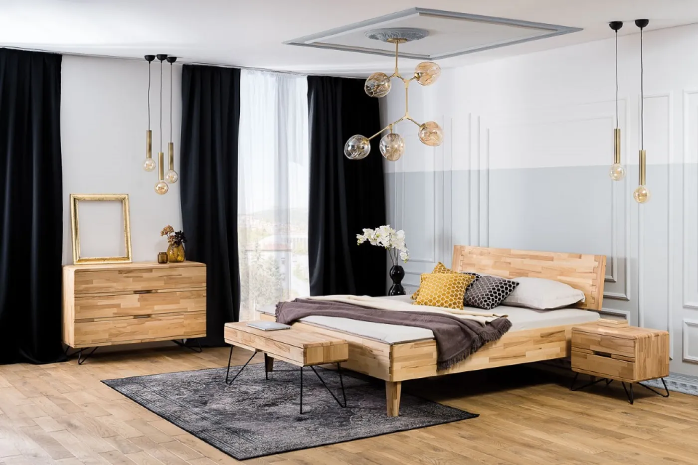 Holzbett massiv Atlanta | Wildeiche hell geölt | 200x220