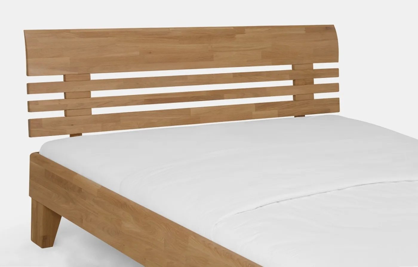 Holzbett massiv Dahlia | Wildeiche Honig geölt | 100x220 | Kopfteil 1
