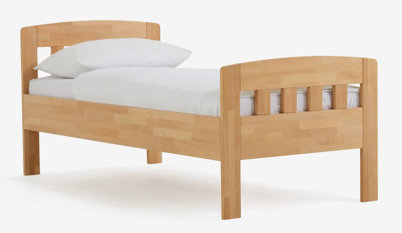 Holzbett massiv Jasmine | Buche lackiert | 90x200 | mit Fußteil