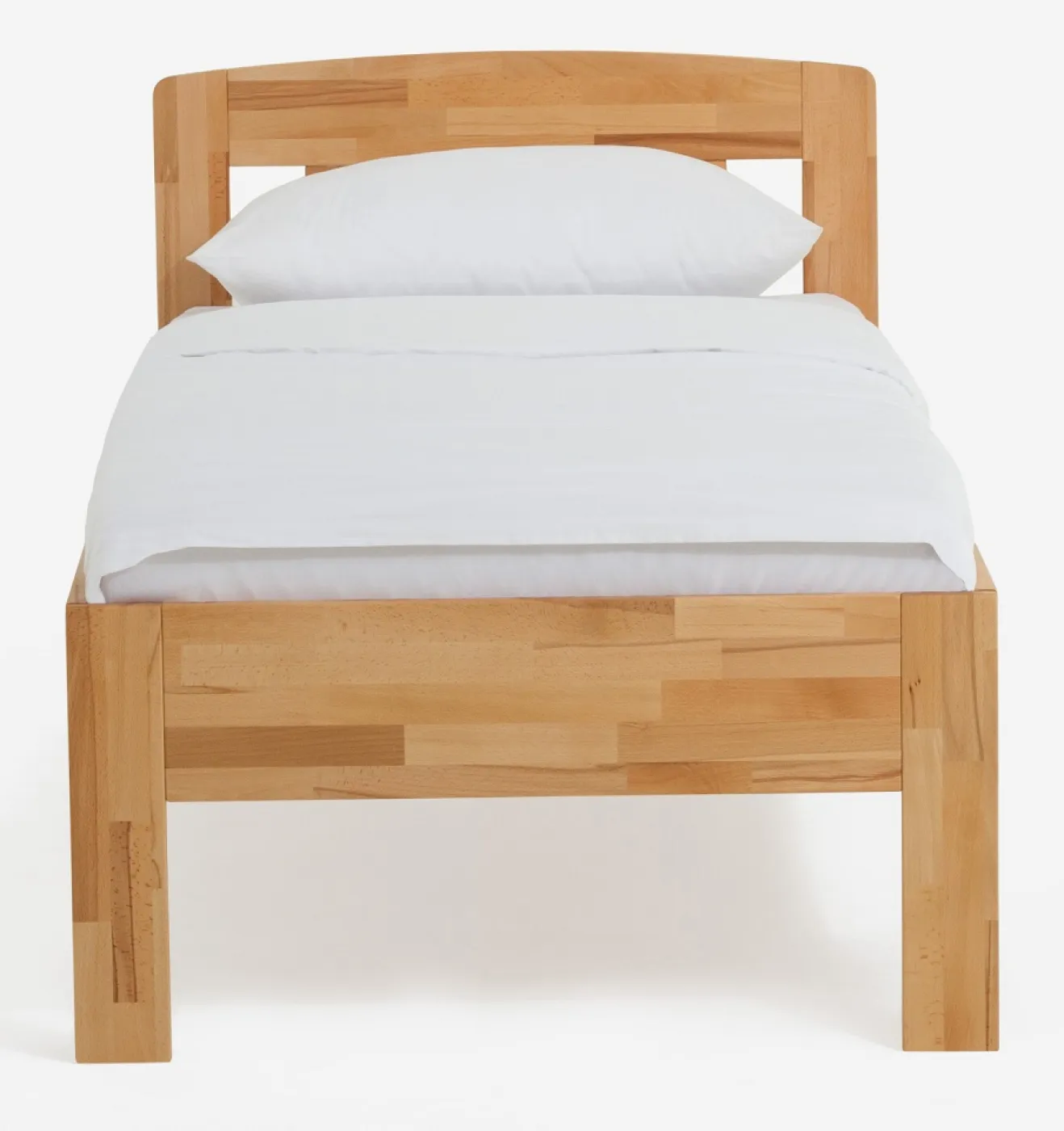 Holzbett massiv Jasmine | Kernbuche geölt | 100x190 | Kopfteil 1 ohne Fußteil