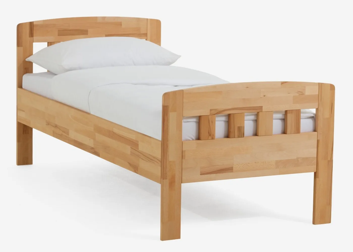 Holzbett massiv Jasmine | Kernbuche geölt | 100x220 | Kopfteil 1 mit Fußteil