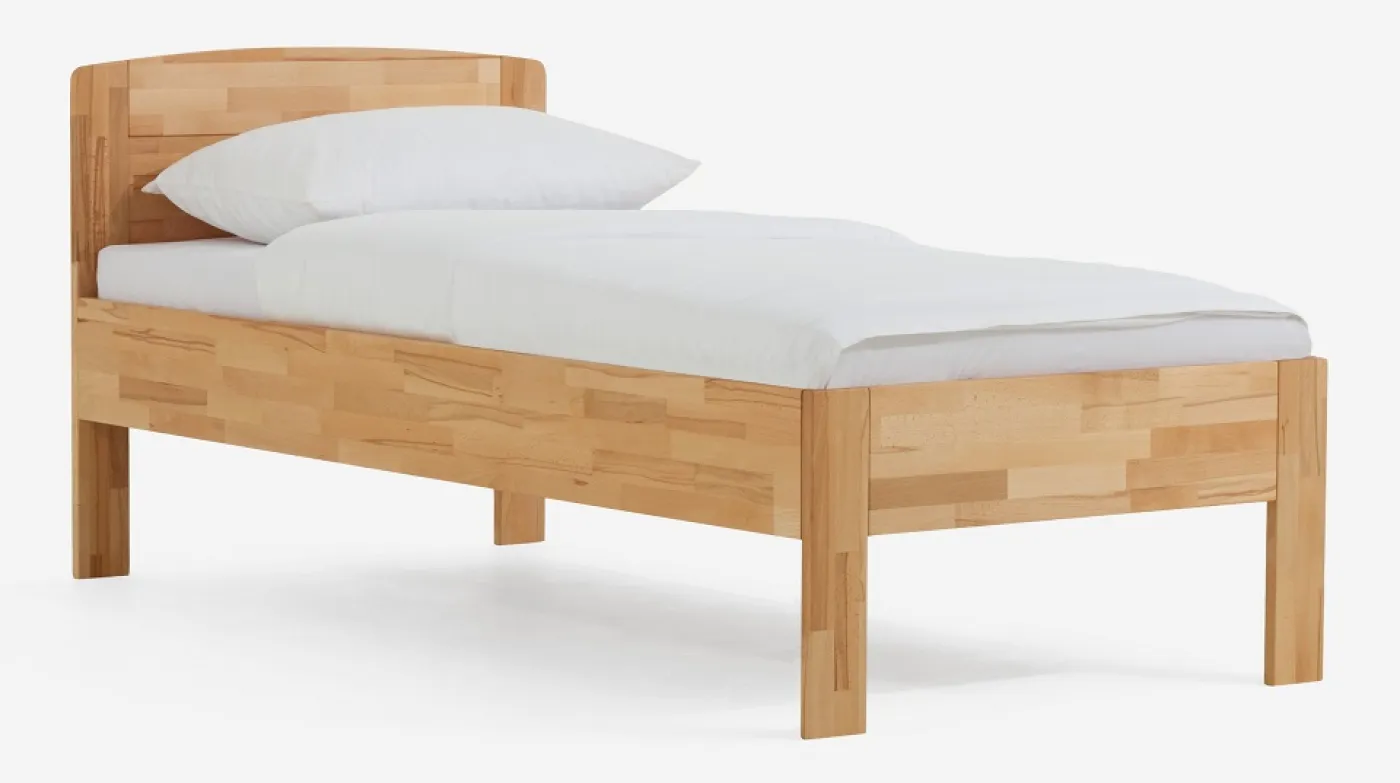 Holzbett massiv Jasmine | Kernbuche geölt | 100x220 | Kopfteil 2 ohne Fußteil