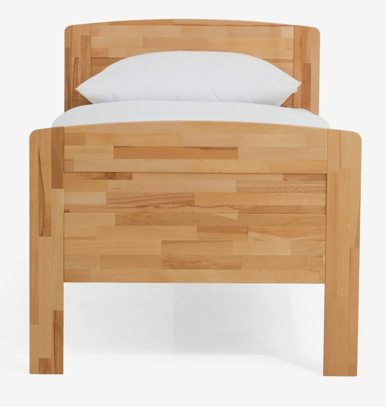Holzbett massiv Jasmine | Kernbuche geölt | 120x210 | Kopfteil 2 mit Fußteil