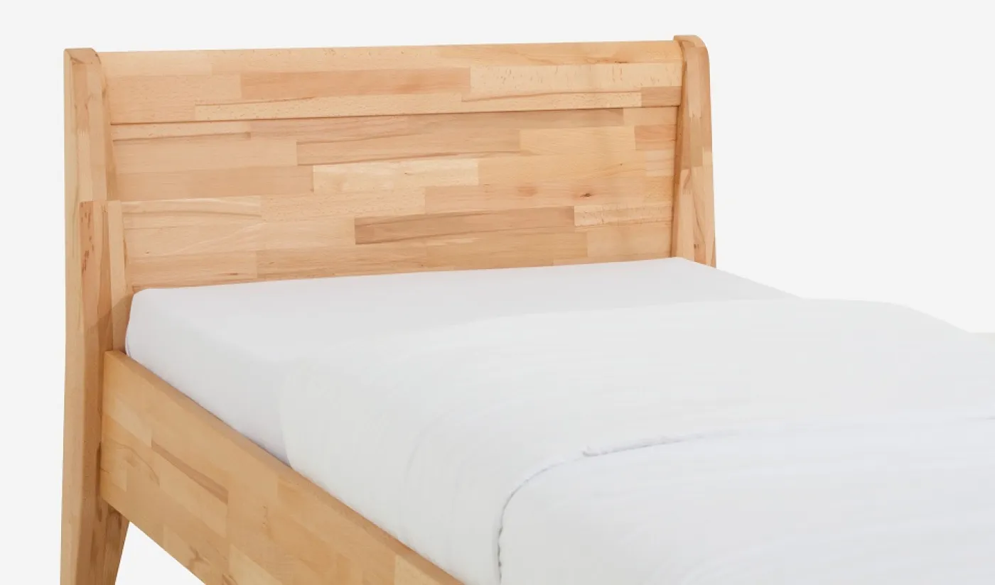Holzbett massiv Jasmine | Kernbuche geölt | 120x210 | Kopfteil 3 mit Fußteil