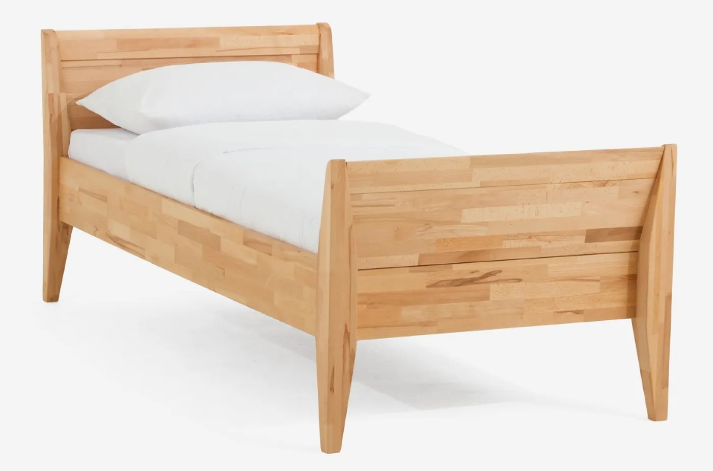 Holzbett massiv Jasmine | Kernbuche geölt | 120x220 | Kopfteil 3 mit Fußteil