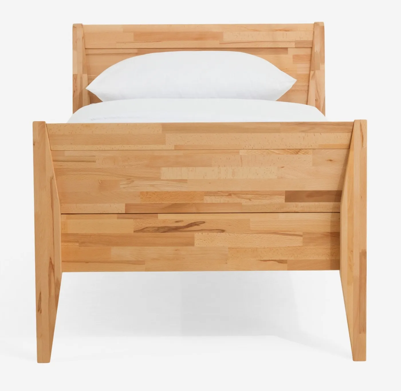 Holzbett massiv Jasmine | Kernbuche geölt | 120x220 | Kopfteil 3 mit Fußteil