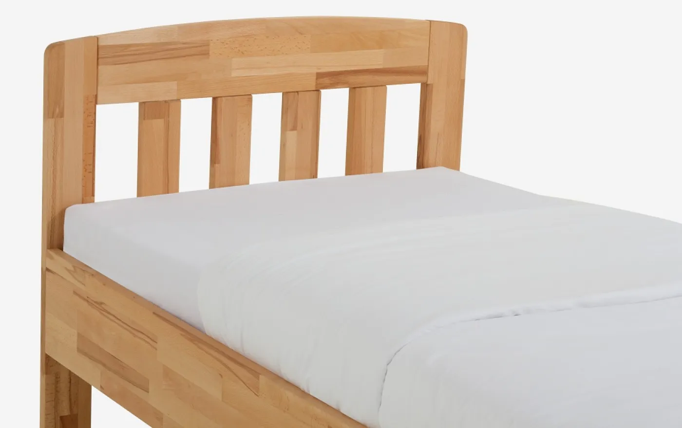 Holzbett massiv Jasmine | Kernbuche geölt | 90x190 | Kopfteil 1 ohne Fußteil