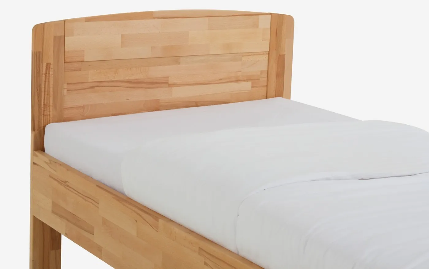 Holzbett massiv Jasmine | Kernbuche geölt | 90x190 | Kopfteil 2 ohne Fußteil