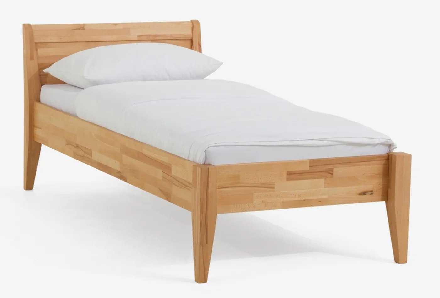 Holzbett massiv Jasmine | Kernbuche geölt | 90x200 | Kopfteil 3 ohne Fußteil