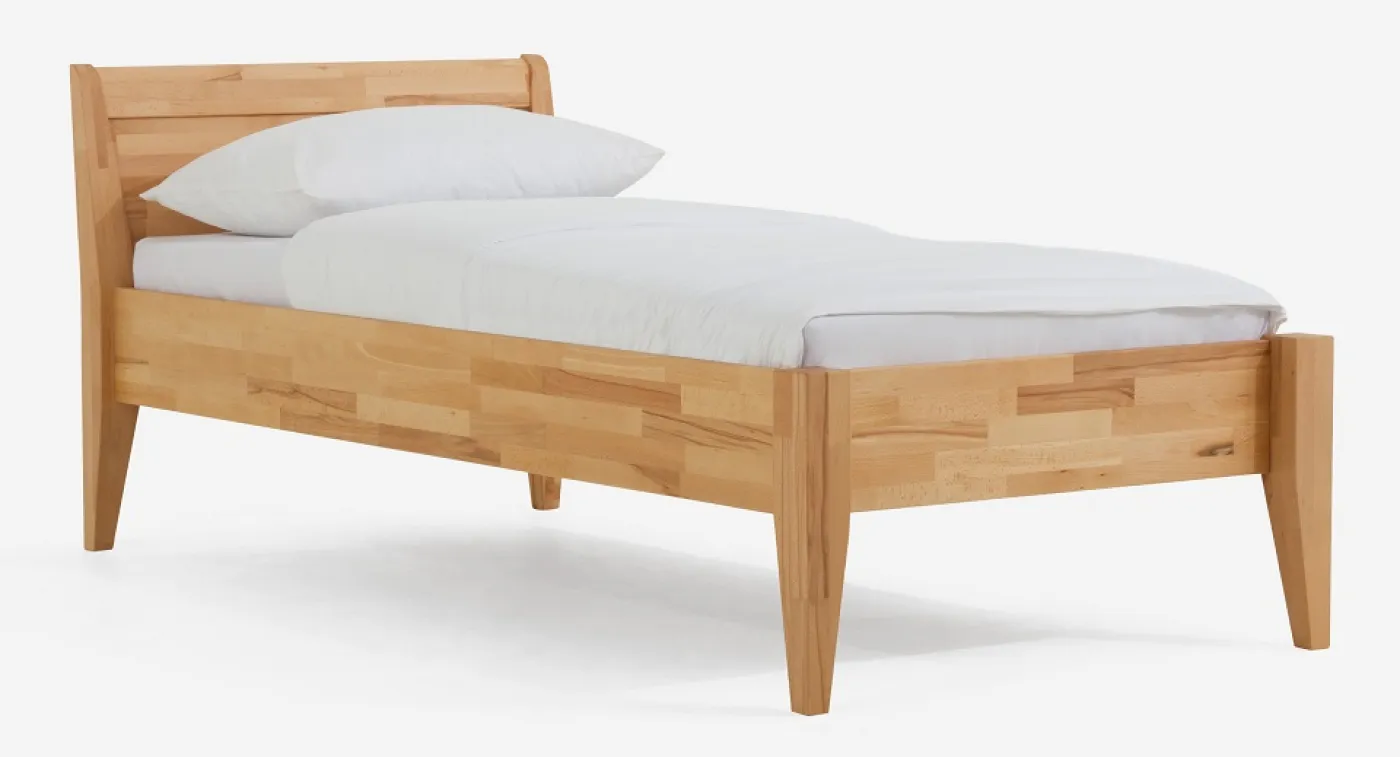 Holzbett massiv Jasmine | Kernbuche geölt | 90x200 | Kopfteil 3 ohne Fußteil