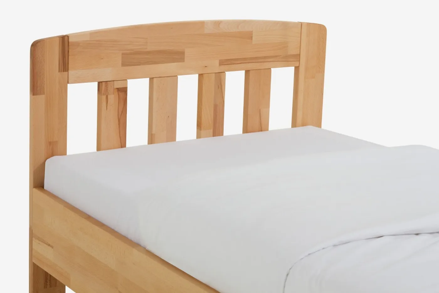 Holzbett massiv Jasmine | Kernbuche geölt | 90x210 | Kopfteil 1 mit Fußteil