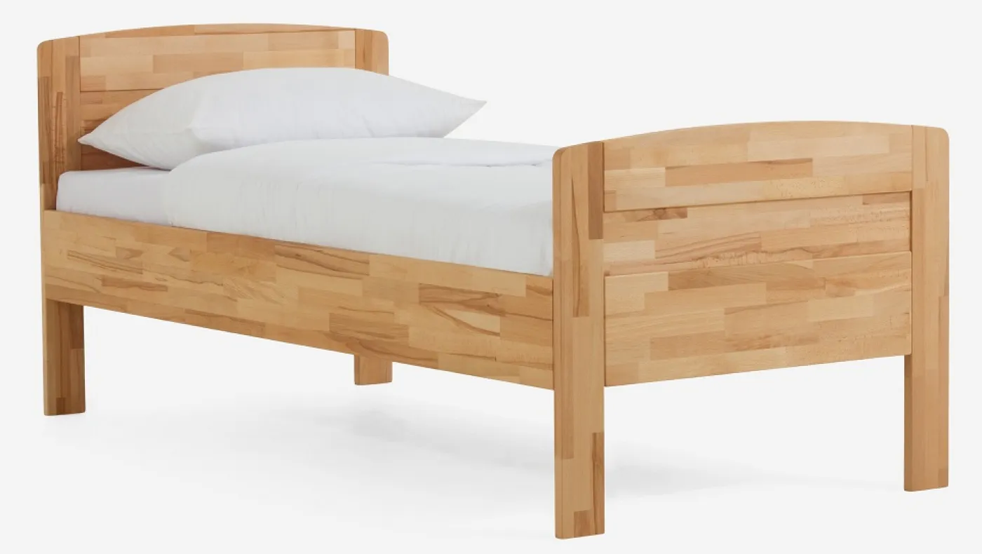 Holzbett massiv Jasmine | Kernbuche geölt | 90x220 | Kopfteil 2 mit Fußteil