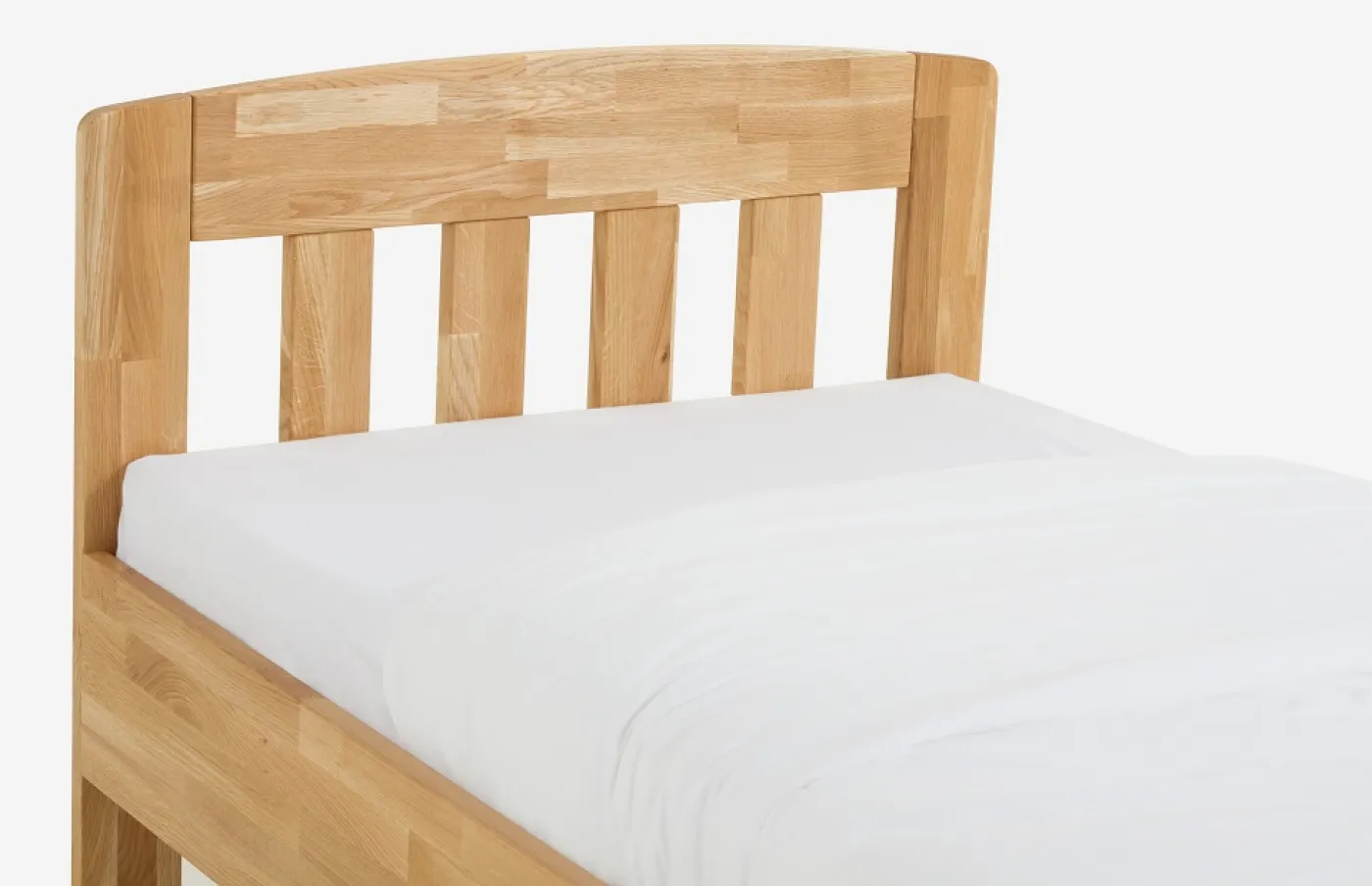 Holzbett massiv Jasmine | Wildeiche honig geölt | 120x200 | Kopfteil 1 ohne Fußteil
