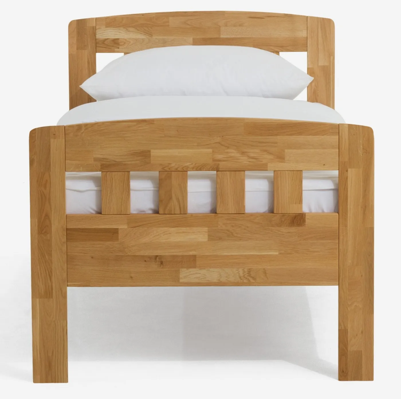 Holzbett massiv Jasmine | Wildeiche honig geölt | 90x200 | Kopfteil 1 mit Fußteil