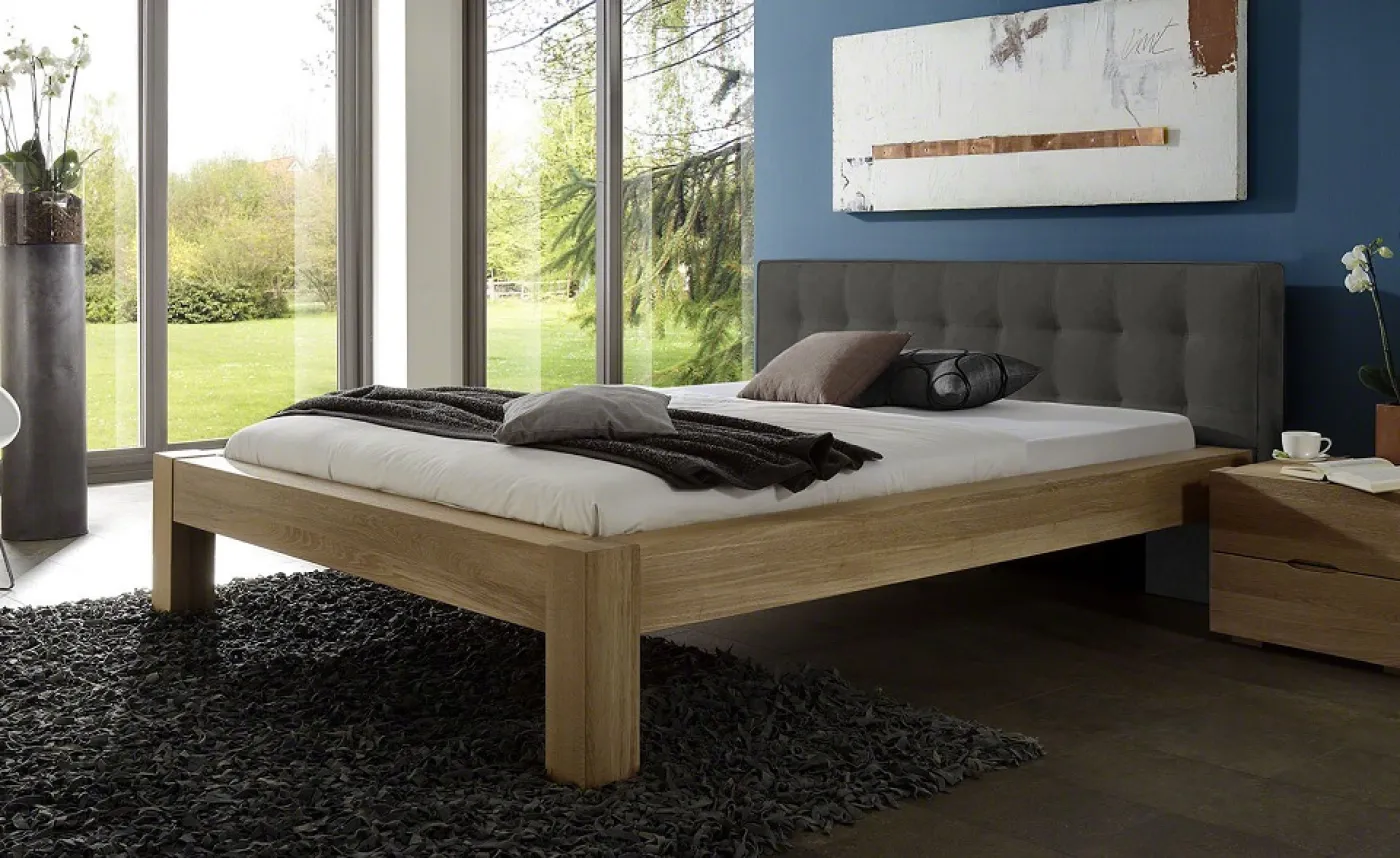 Holzbett massiv Lotus | Wildeiche Honig geölt | verschiedene Größen 140x210 Kopfteil 1