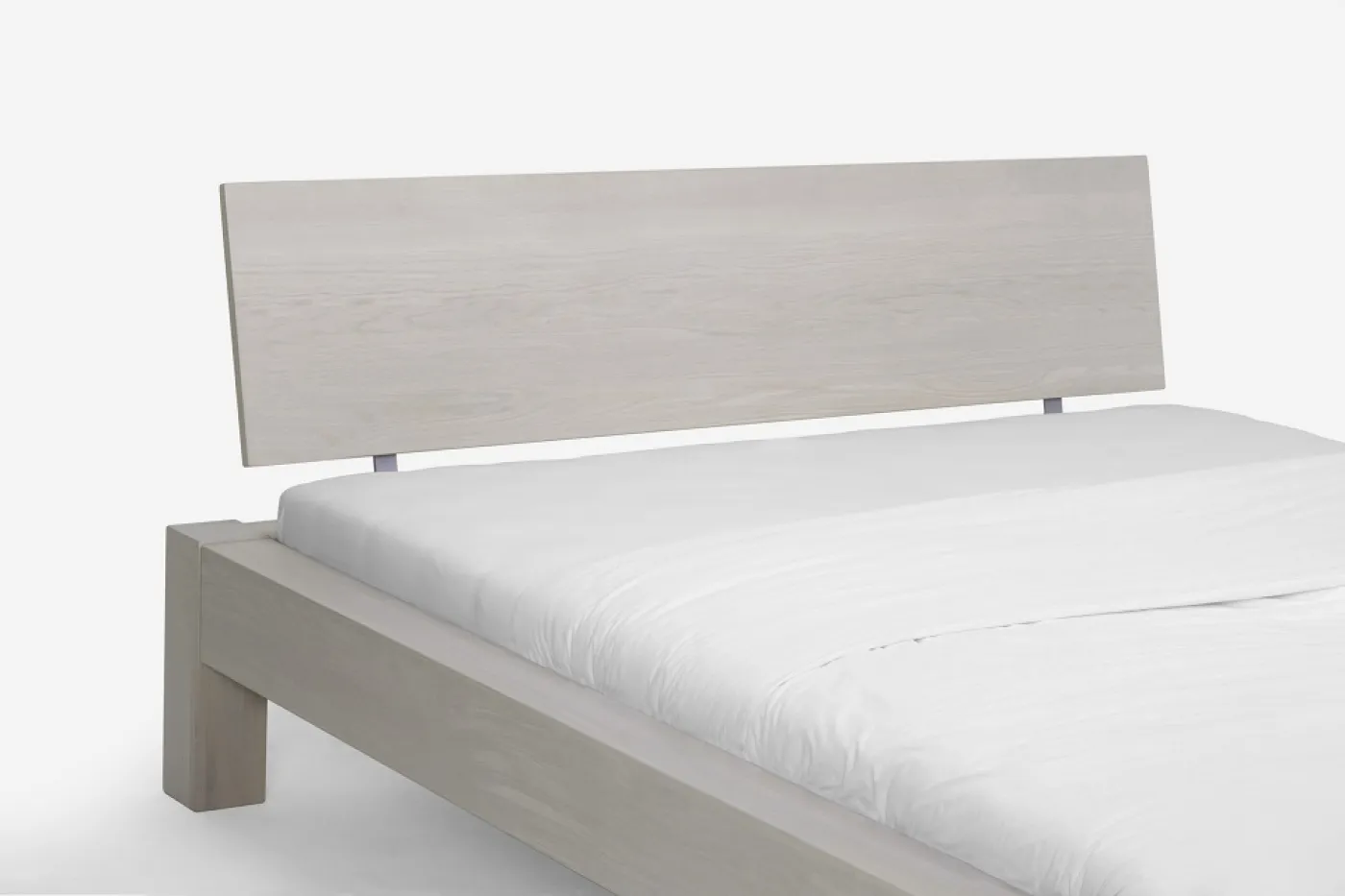 Holzbett massiv Lotus | Wildeiche weiß geölt | 140x220 | Kopfteil 1