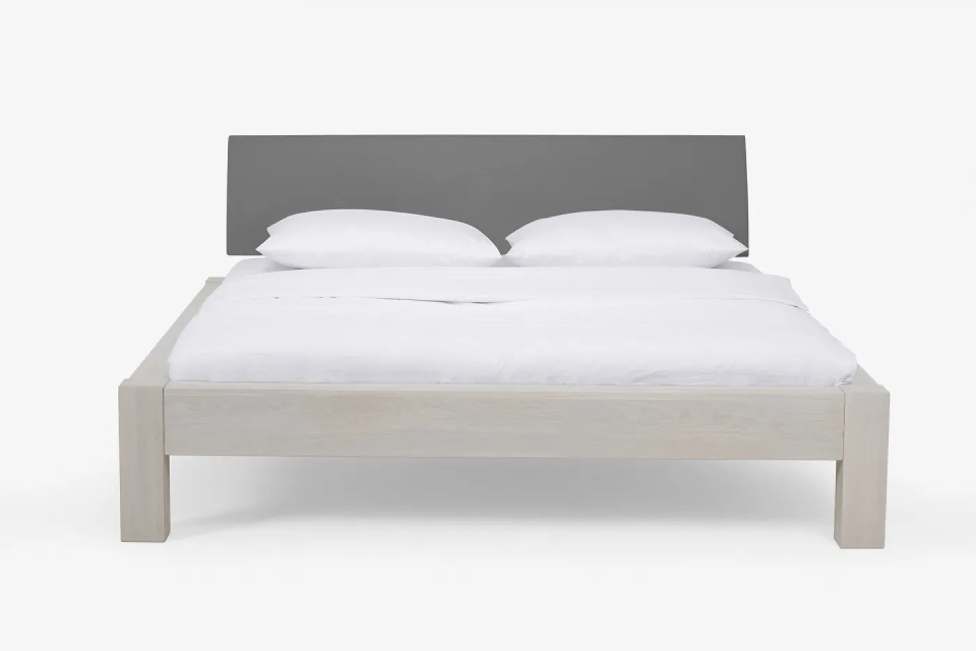 Holzbett massiv Lotus | Wildeiche weiß geölt | 140x220 | Kopfteil 2