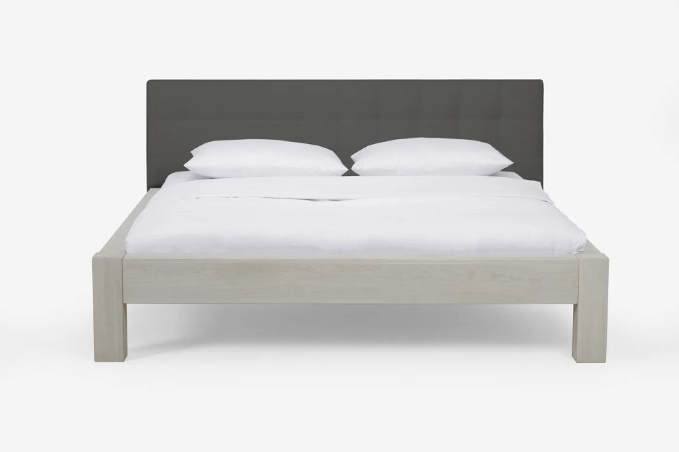 Holzbett massiv Lotus | Wildeiche weiß geölt | 200x220 | Kopfteil 2