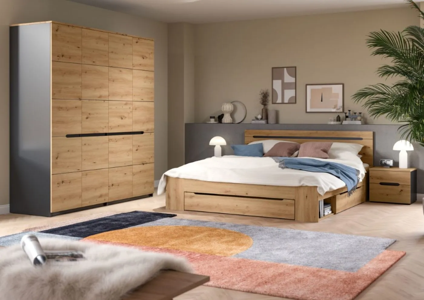 Kleiderschrank Canu | Artisan / Basalt grau