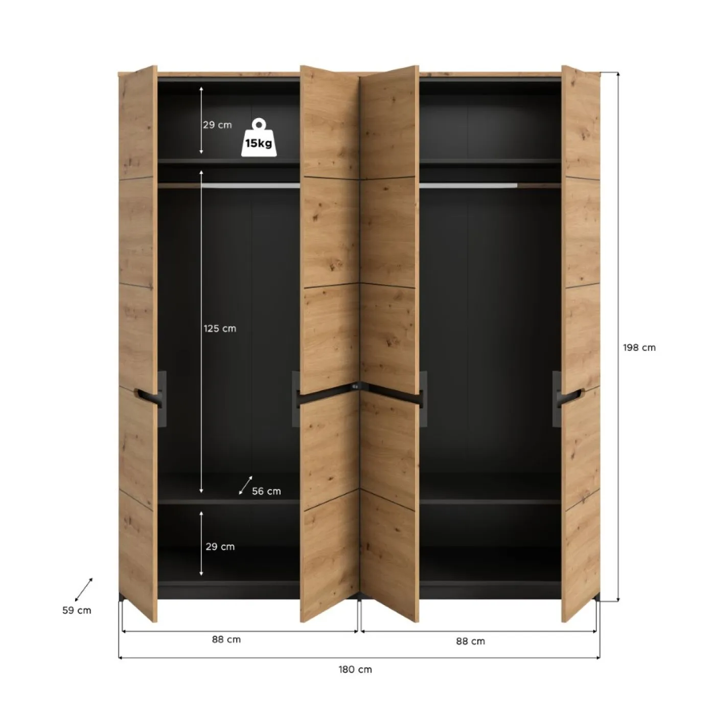 Kleiderschrank Canu | Artisan / Basalt grau