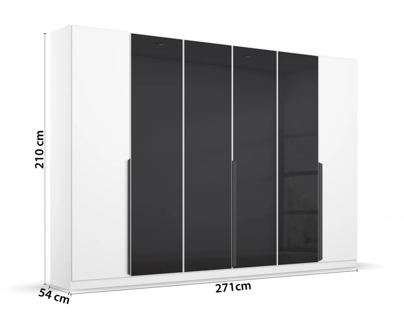 Kleiderschrank Drehtürenschrank Artemis | mit Glastüren | alpinweiß / basalt grau | verschiedene größen