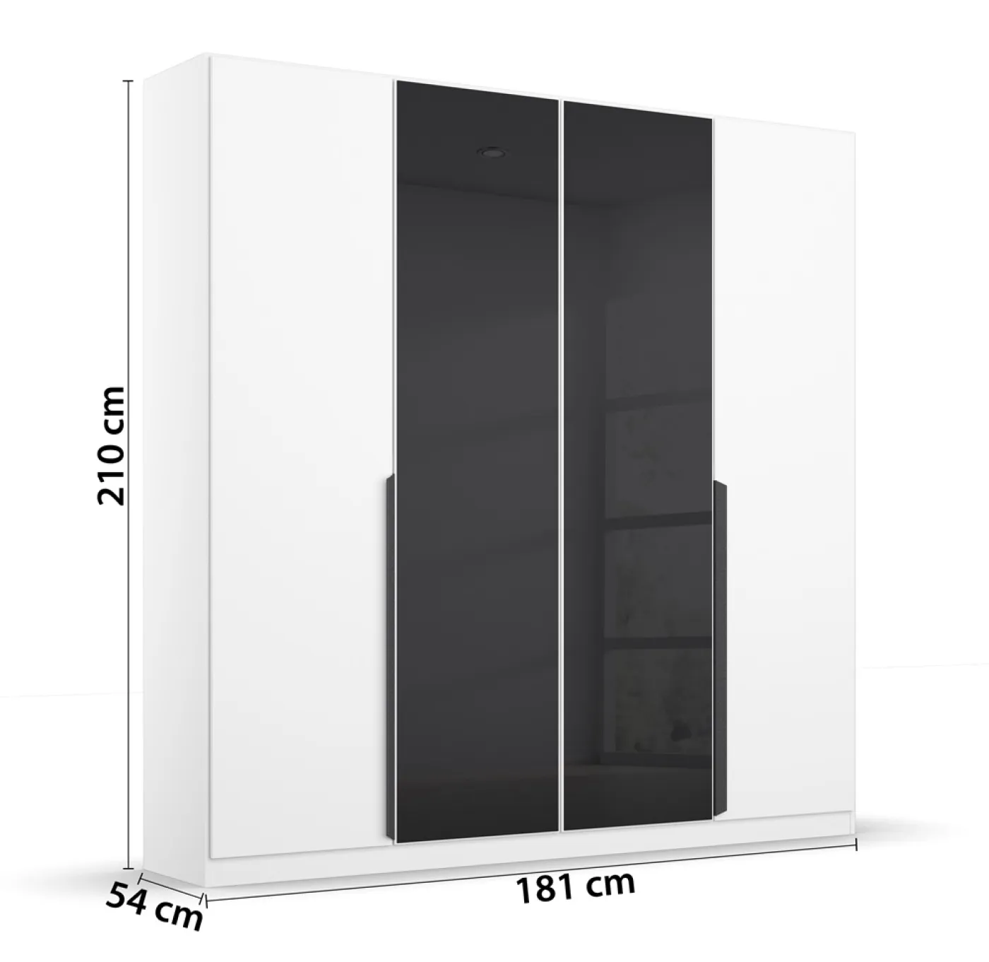 Kleiderschrank Drehtürenschrank Artemis | mit Glastüren | alpinweiß / basalt grau | verschiedene größen