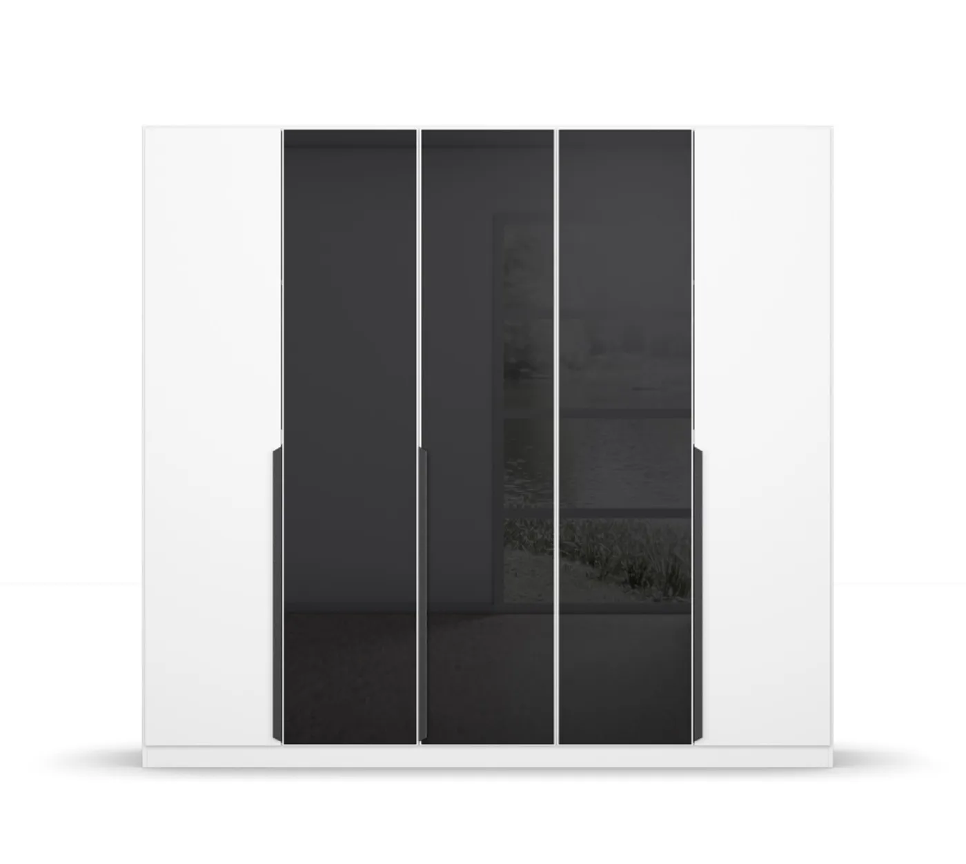Kleiderschrank Drehtürenschrank Artemis | mit Glastüren | alpinweiß / basalt grau | verschiedene größen