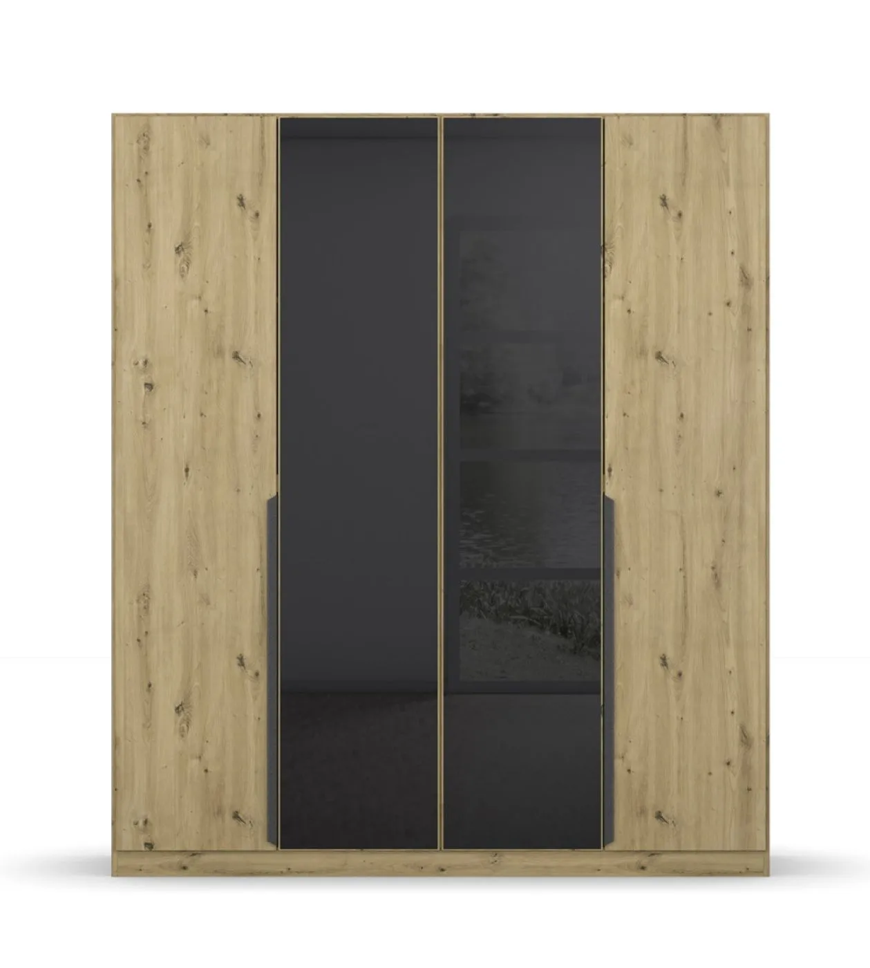 Kleiderschrank Drehtürenschrank Artemis | mit Glastüren | Eiche Artisan / basalt grau | verschiedene größen