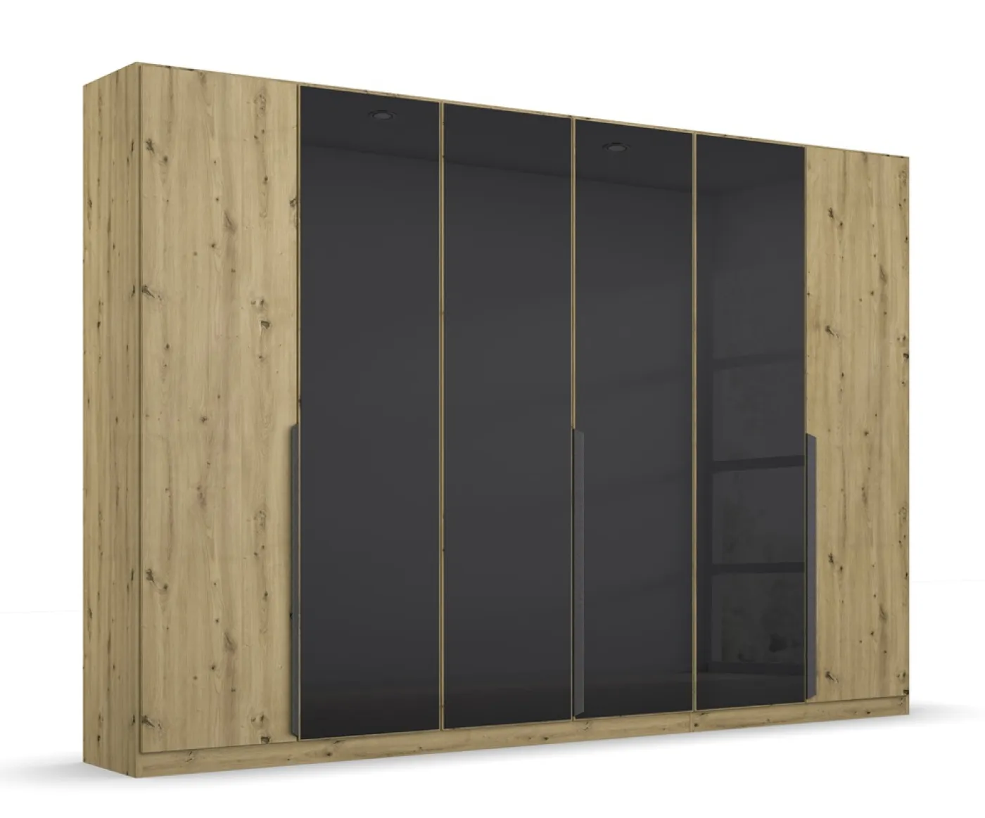 Kleiderschrank Drehtürenschrank Artemis | mit Glastüren | Eiche Artisan / basalt grau | verschiedene größen