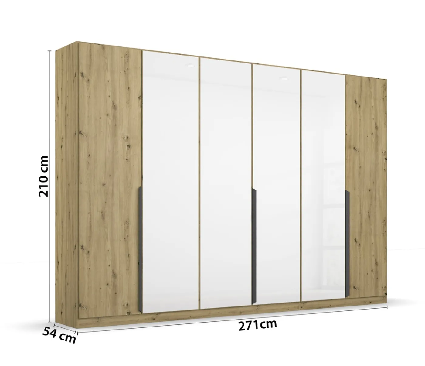 Kleiderschrank Drehtürenschrank Artemis | mit Glastüren | Eiche Artisan / weiß | verschiedene größen