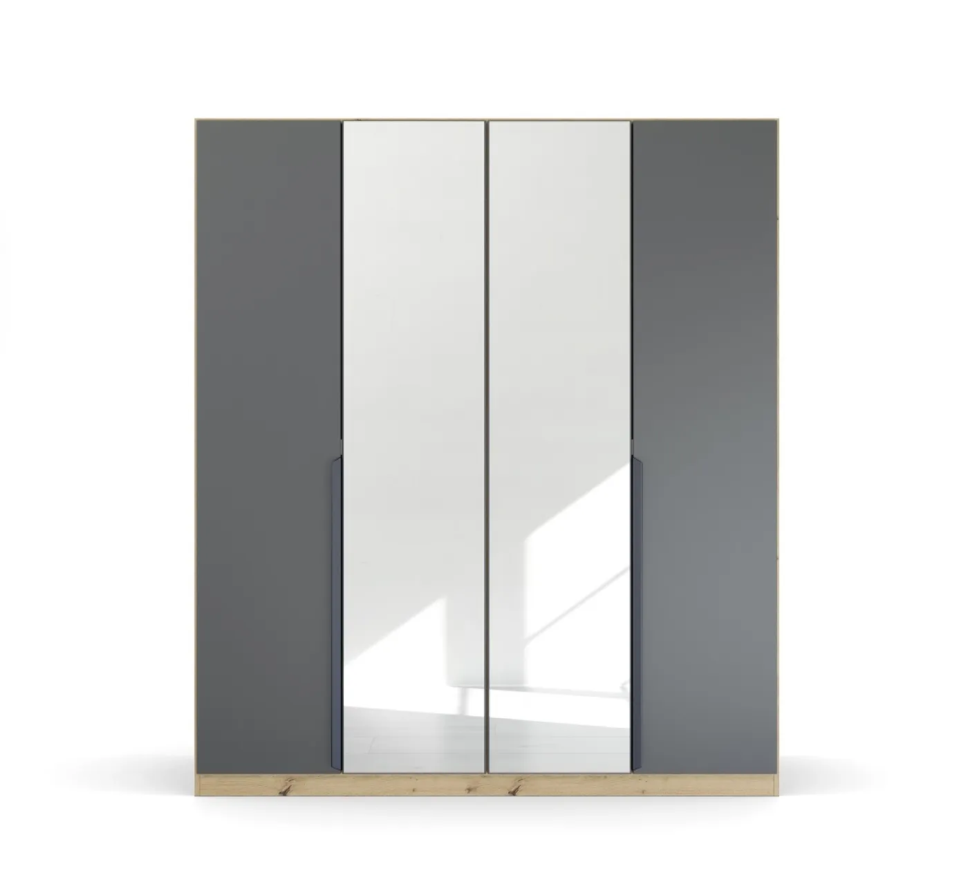 Kleiderschrank Drehtürenschrank Dark&Wood | mit Spiegeltüren | grau metallic / Eiche Artisan | verschiedene Größen