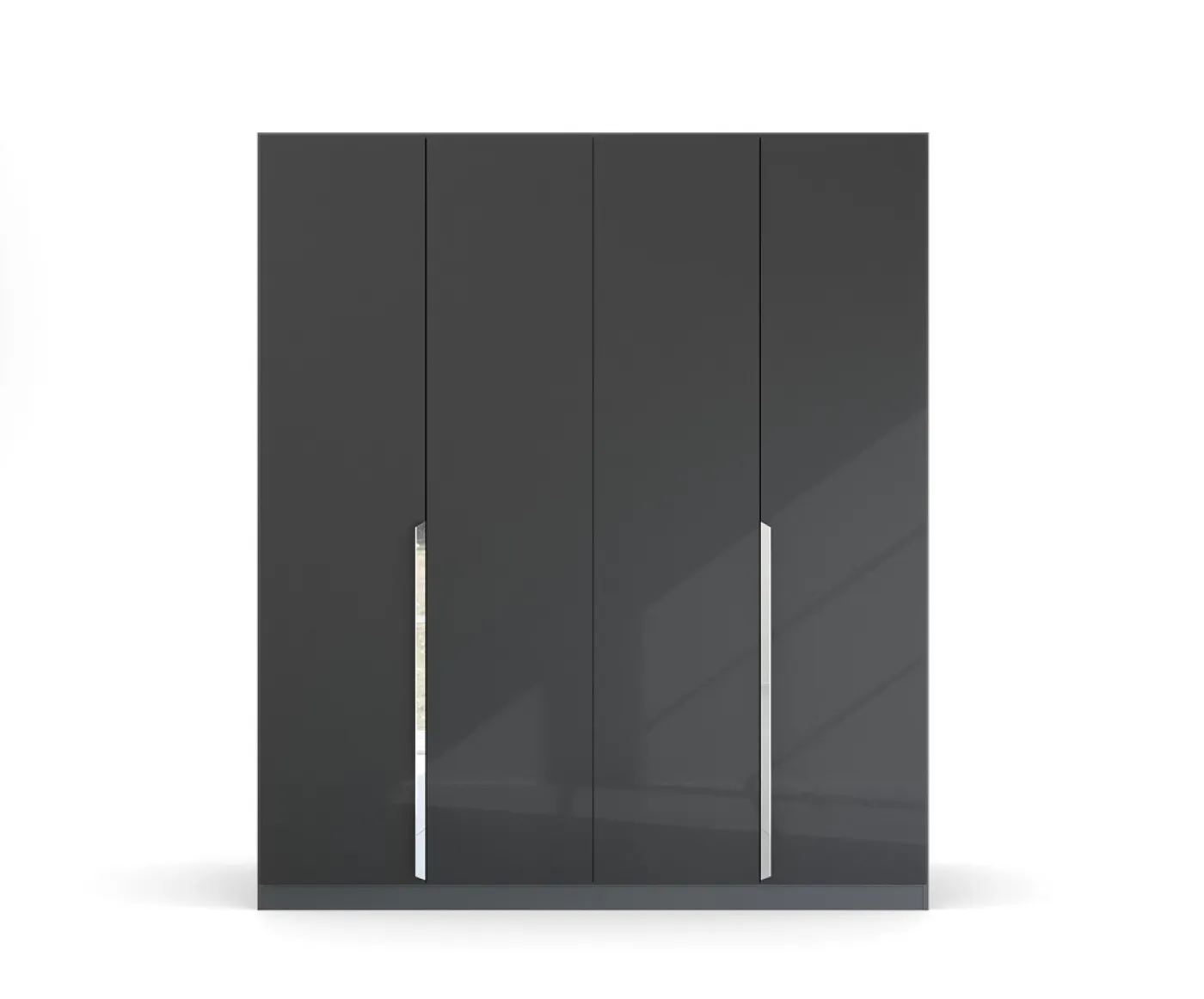 Kleiderschrank Drehtürenschrank Glamour | 4-türig | effektgrau Hochglanz / grau metallic 181x210