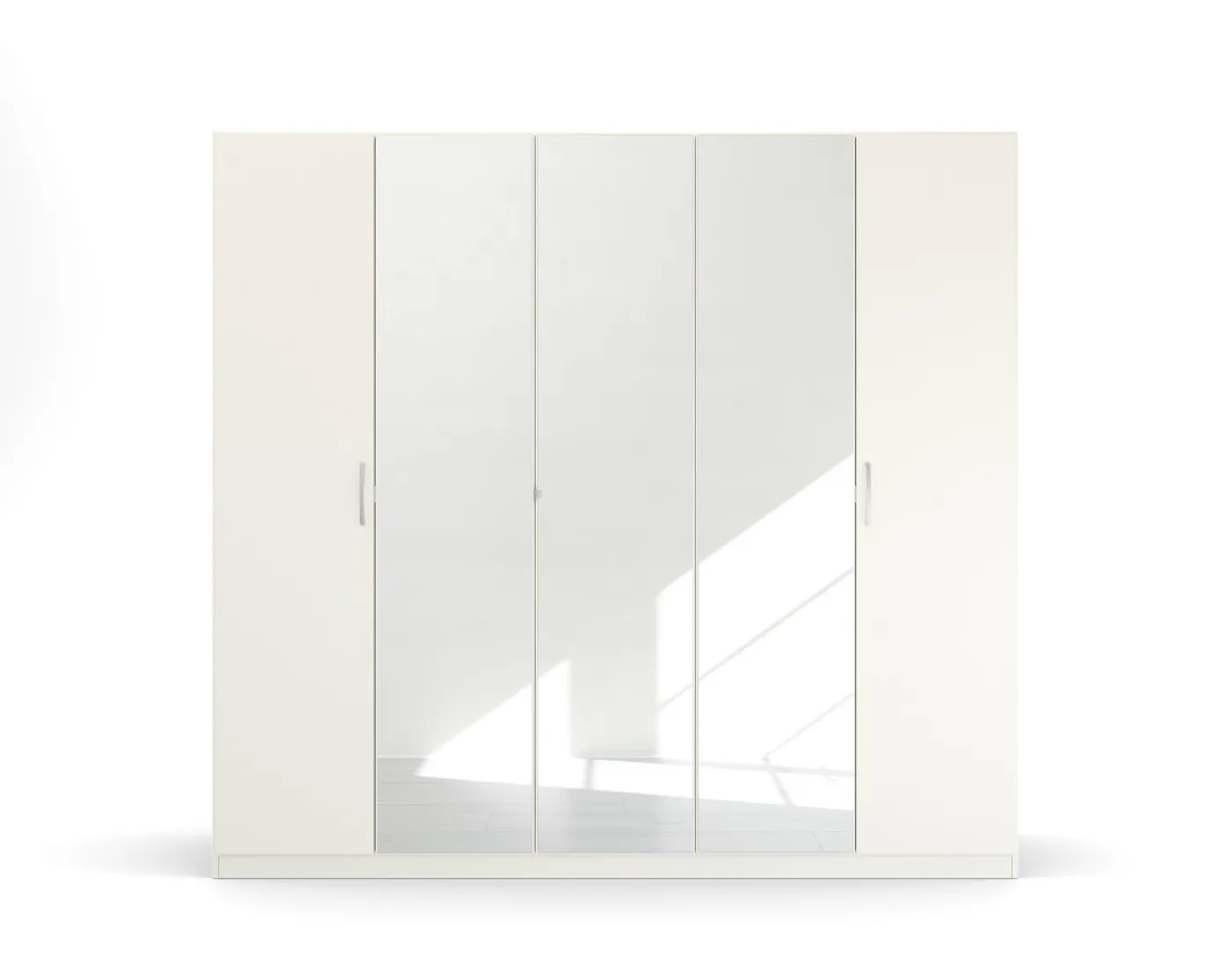 Kleiderschrank Drehtürenschrank Glamour | 5-türig | mit Spiegeltüren | weiß Hochglanz / alpinweiß | 226x210