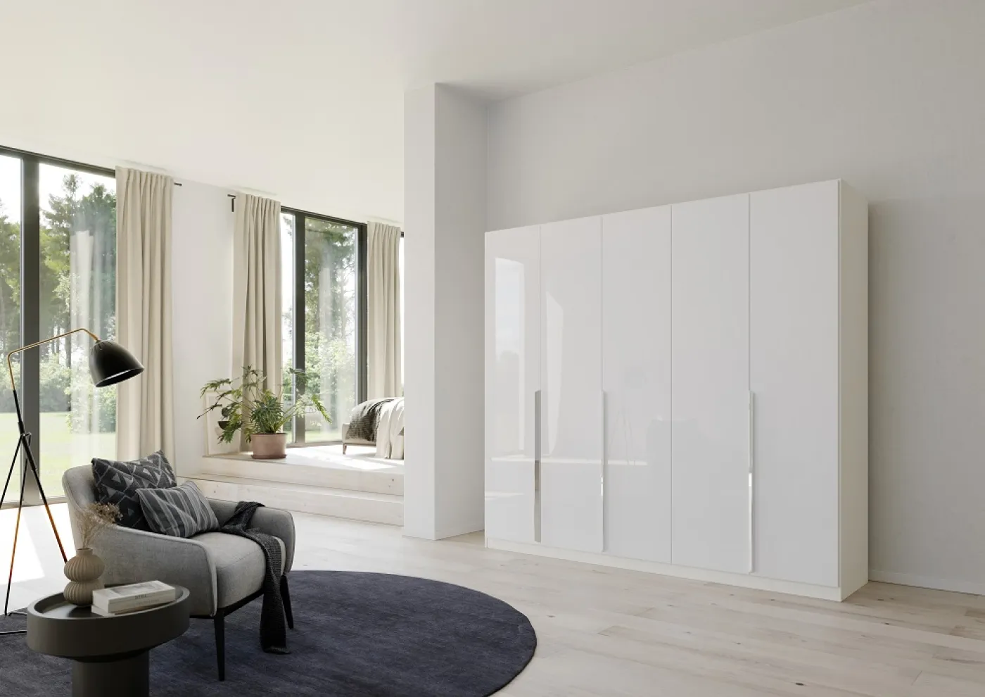 Kleiderschrank Drehtürenschrank Glamour | weiß Hochglanz / alpinweiß | verschiedene Größen