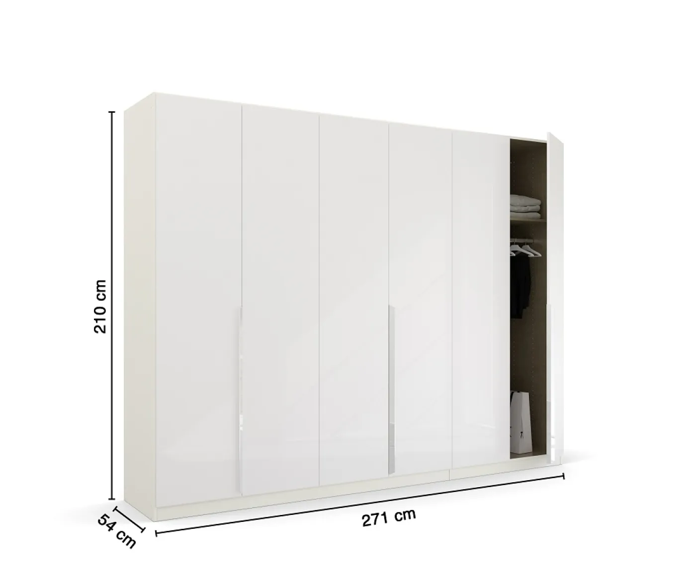 Kleiderschrank Drehtürenschrank Glamour | weiß Hochglanz / alpinweiß | verschiedene Größen