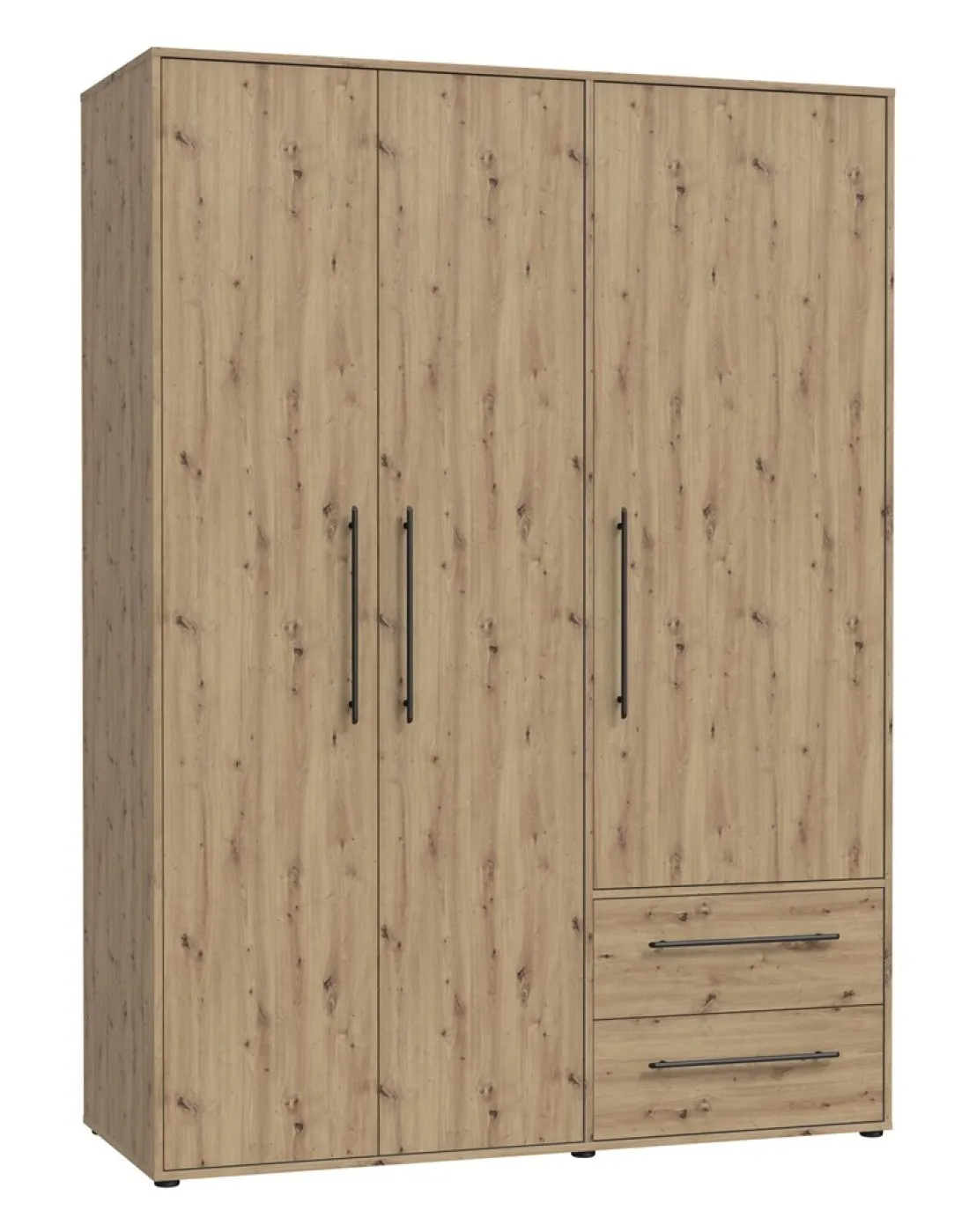 Kleiderschrank Drehtürenschrank Mokko | mit Schubkästen | Artisan Eiche | 144,4 x 200 x 59 cm