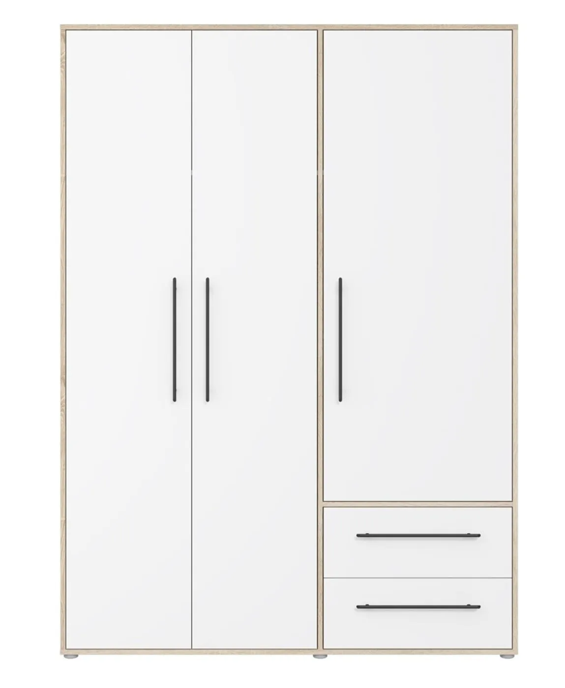 Kleiderschrank Drehtürenschrank Mokko | mit Schubkästen | Sonoma Eiche / weiß | 144,4 x 200 x 59 cm