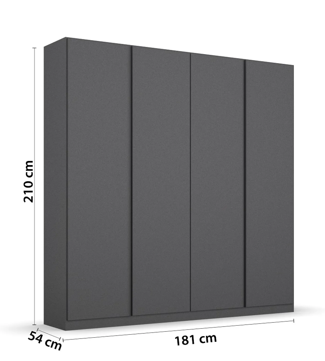 Kleiderschrank Drehtürenschrank Monostar | 4-türig | grau-metallic 181 x 210 x 54