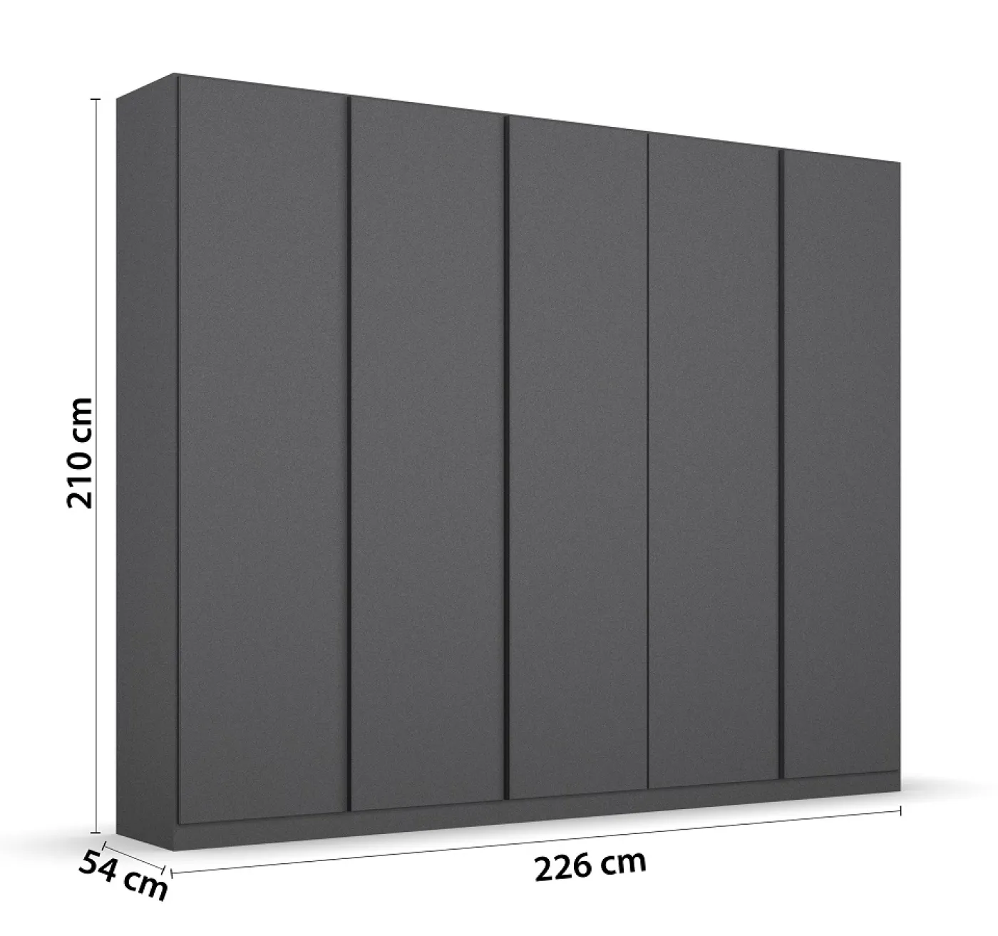 Kleiderschrank Drehtürenschrank Monostar | 5-türig | grau-metallic 226 x 210 x 54