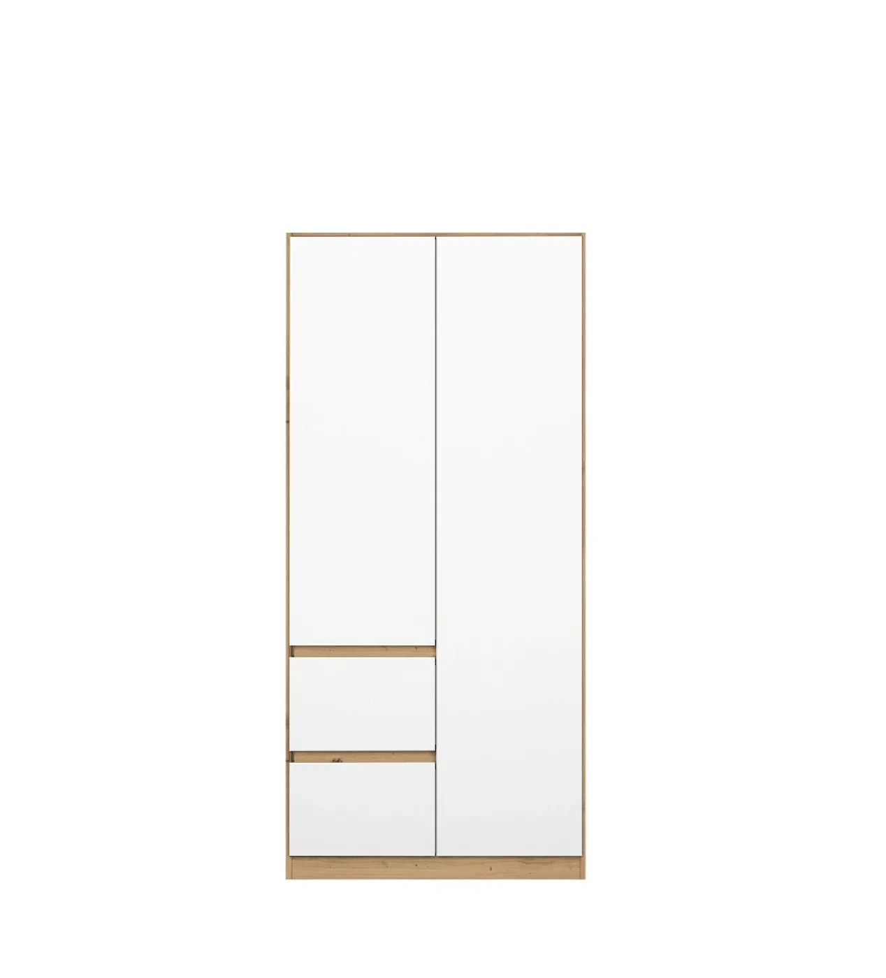 Kleiderschrank Drehtürenschrank Nidda | 2-türig | mit Schubkästen | Alpinweiß / Eiche Artisan