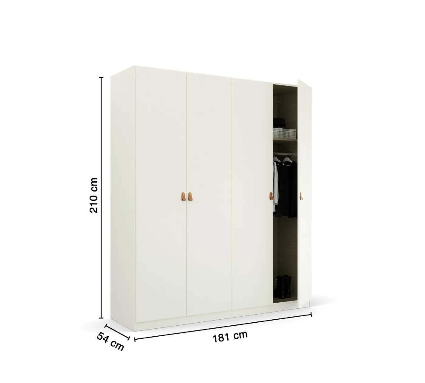 Kleiderschrank Drehtürenschrank Quadra-Spin | 4-türig | alpinweiß | 181x210 | Griff Homey